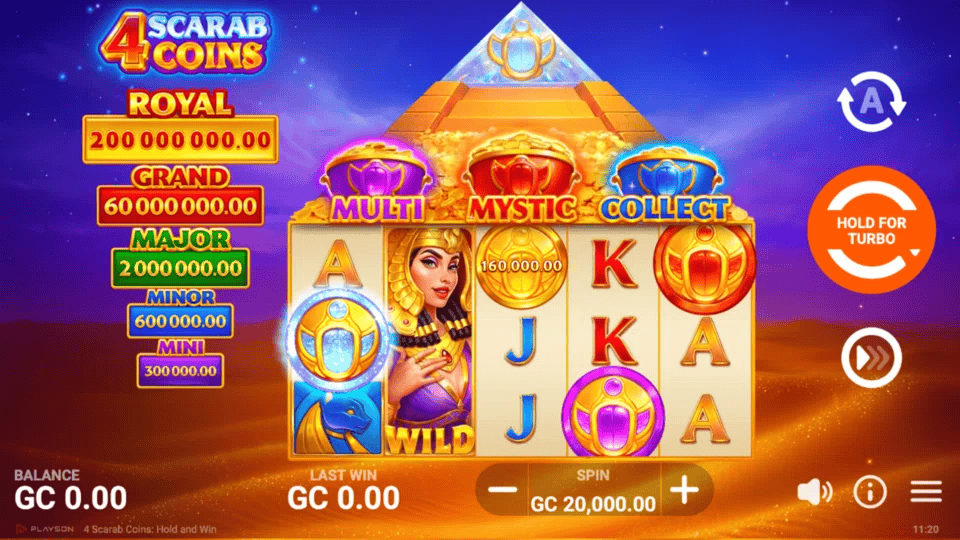 4 Scarab Coins Hold and Win 5 Reel Slot